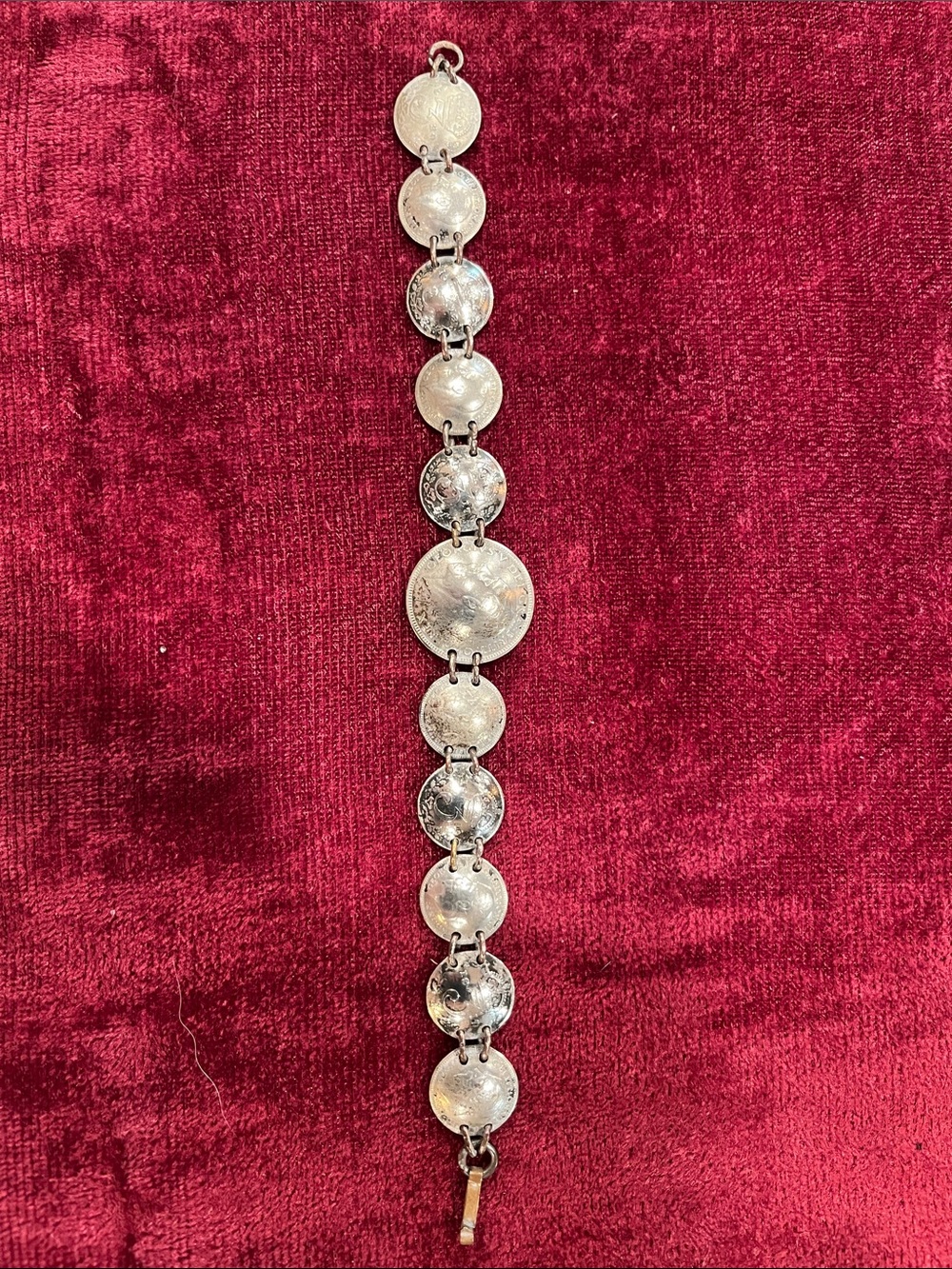 Vintage British Sterling Silver Coin Bracelet | 1936 King George V Shilling